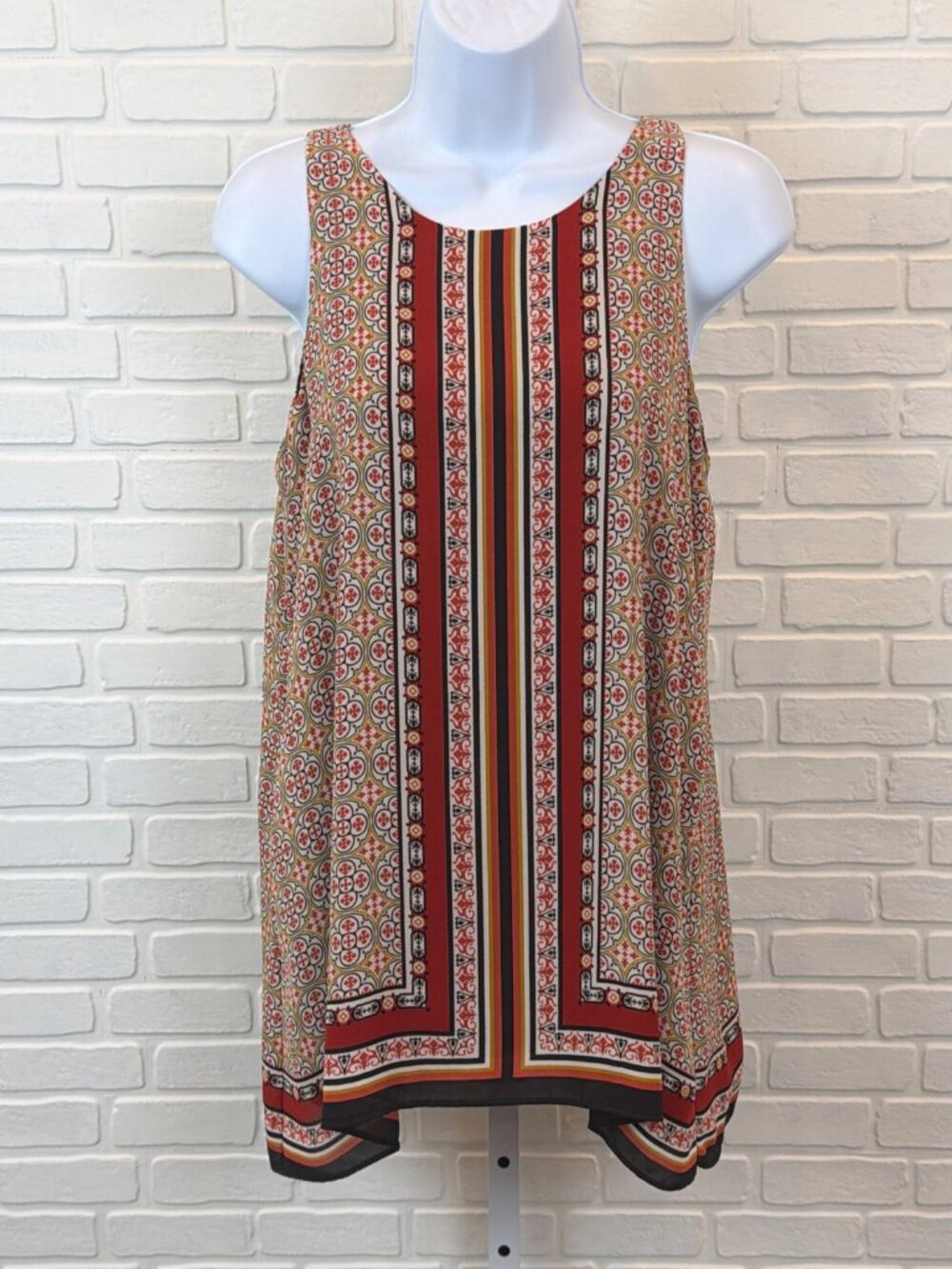 Max Edition Shift Dress Multi Medallion Print Sleeveless Small